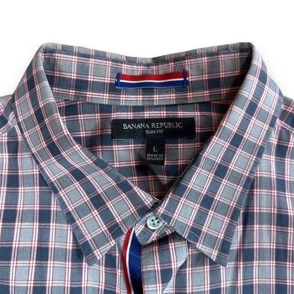 Banana Republic Shirt Mens Size Large Checked Slim Fit Long Sleeve Button Down - Picture 6 of 10